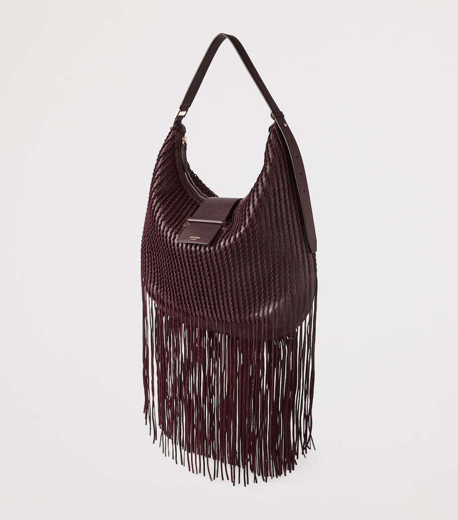 Jimmy Choo Bar Leather Fringed Shoulder Bag Deep Merlot/deep Mer Image 3