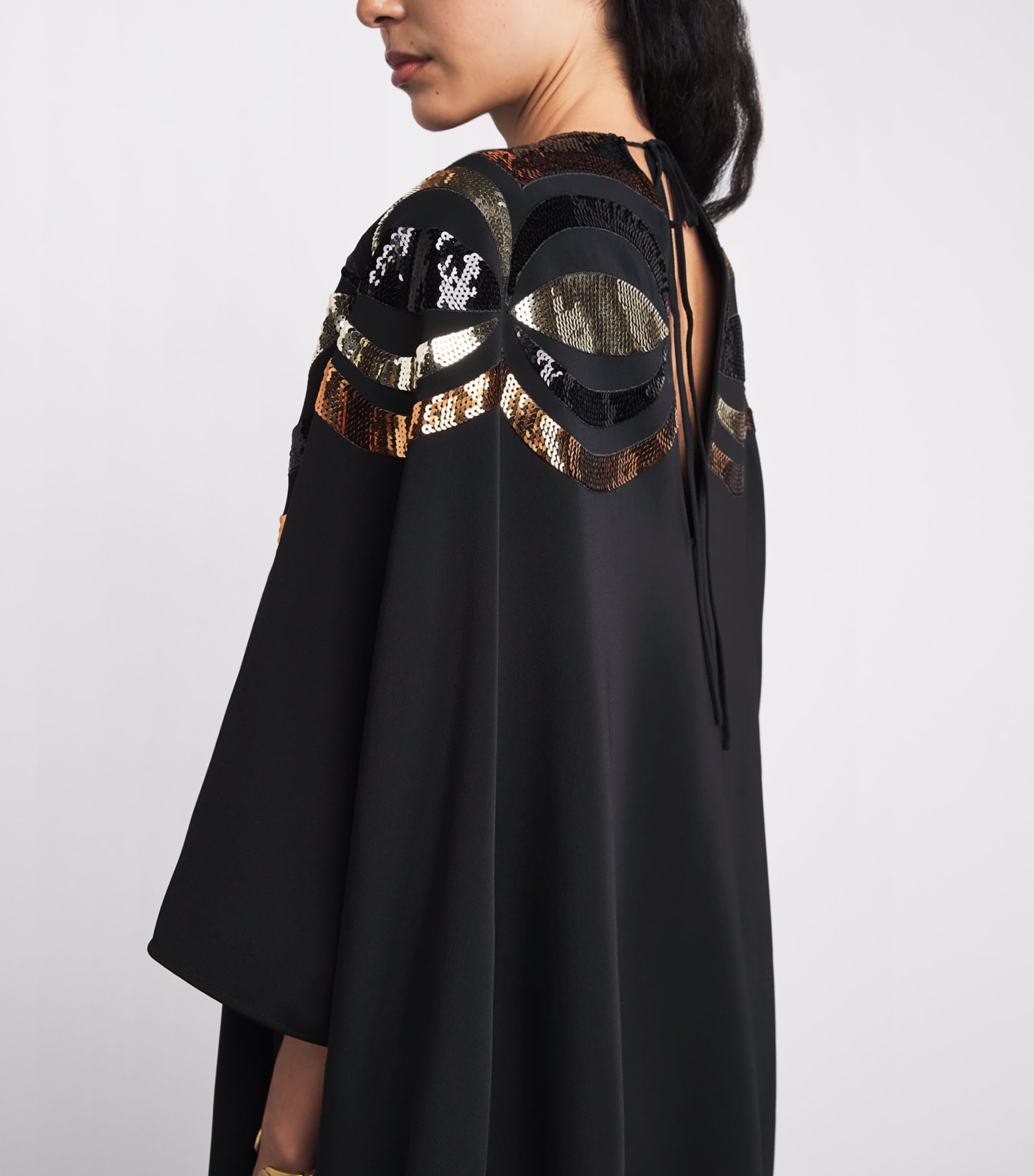 Crepe Sequin-Embellished Maxi Kaftan Dress 999/NERO Image 4