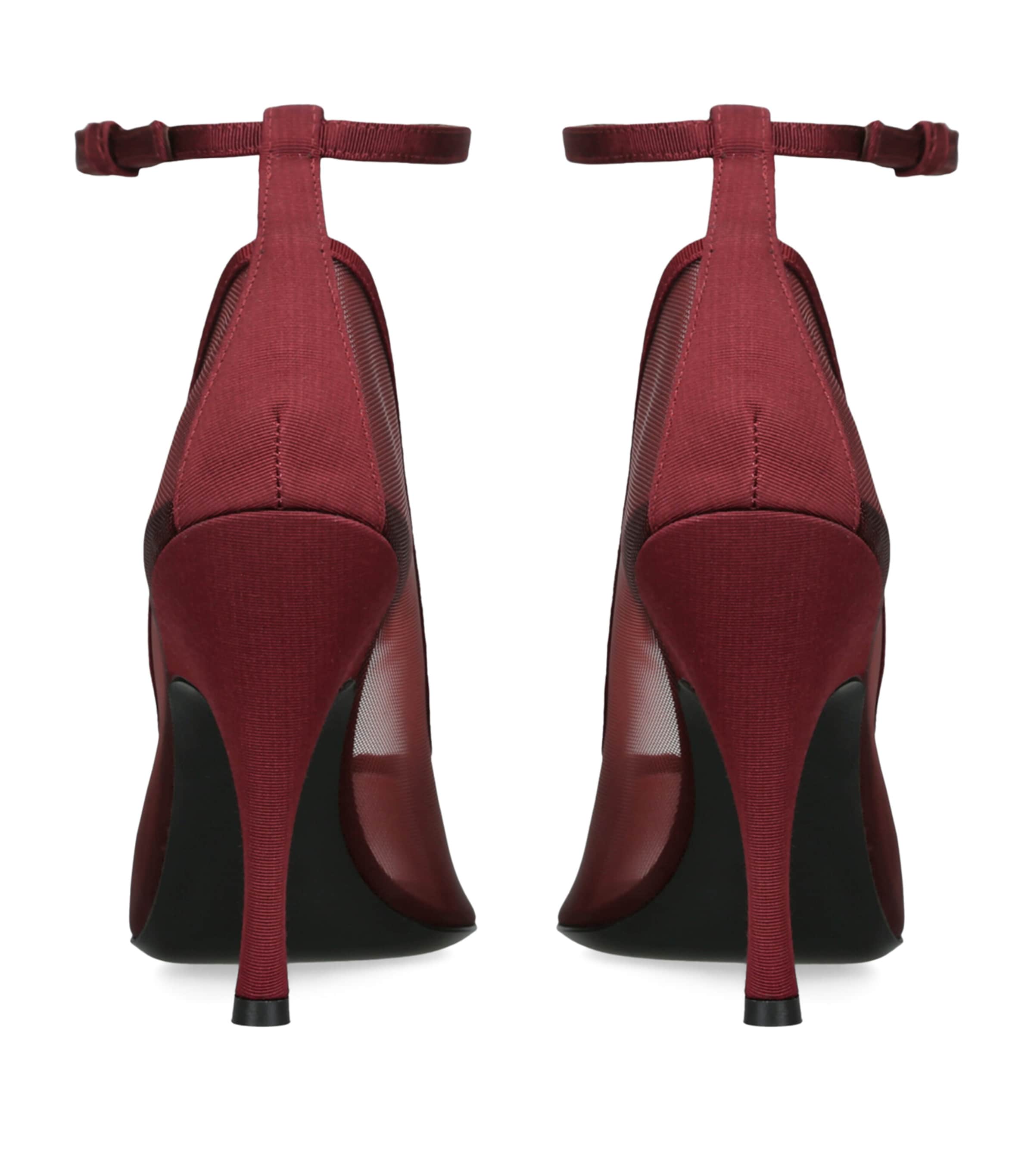 Alaïa Mesh Ankle-Strap Pumps 100 Wine Image 4