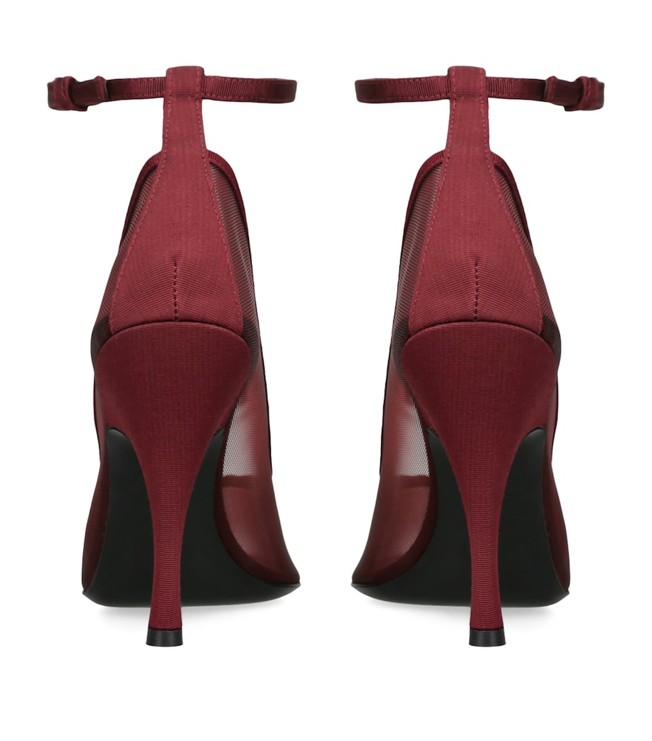 Alaïa Mesh Ankle-Strap Pumps 100 Wine Image 4
