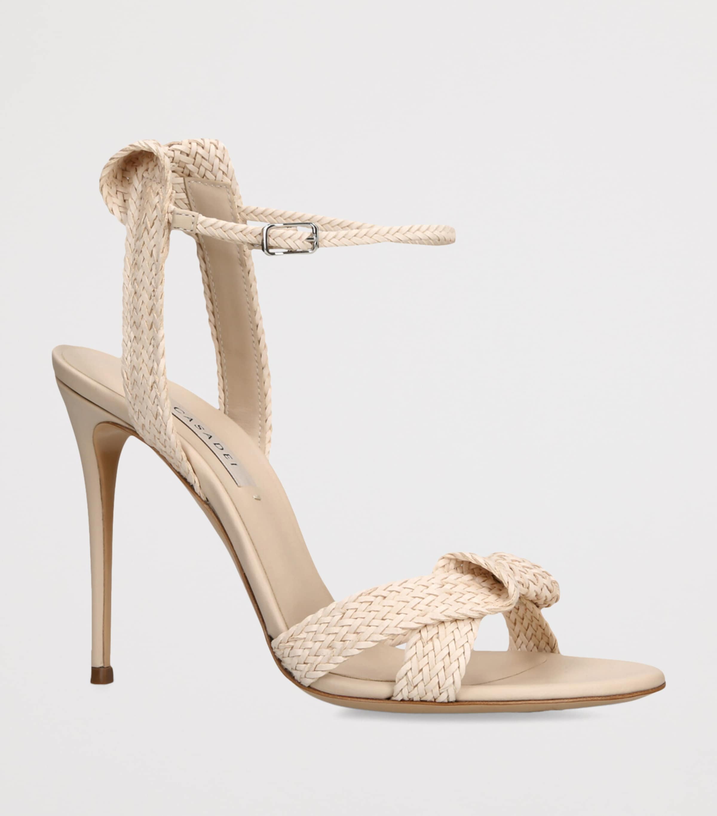 Casadei Leather Mariposa Heeled Sandals 100 Pale Pink Image 3