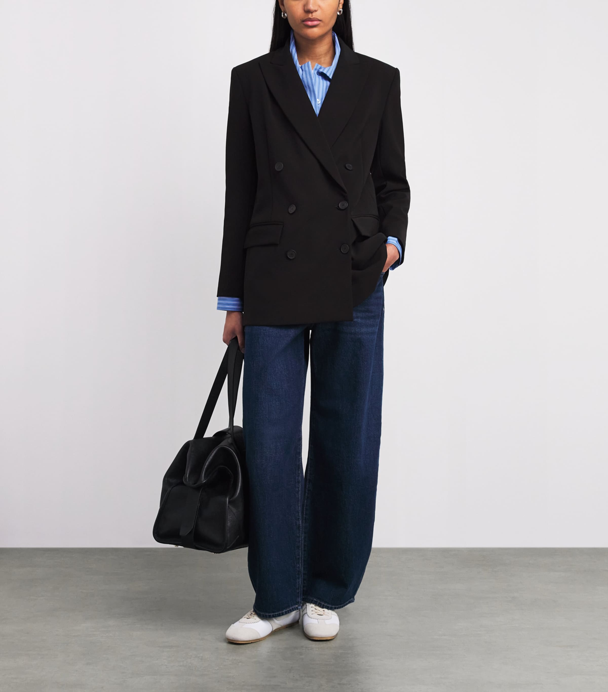 Claudie Pierlot Womens Double-Breasted Tailored Blazer Black Image 2