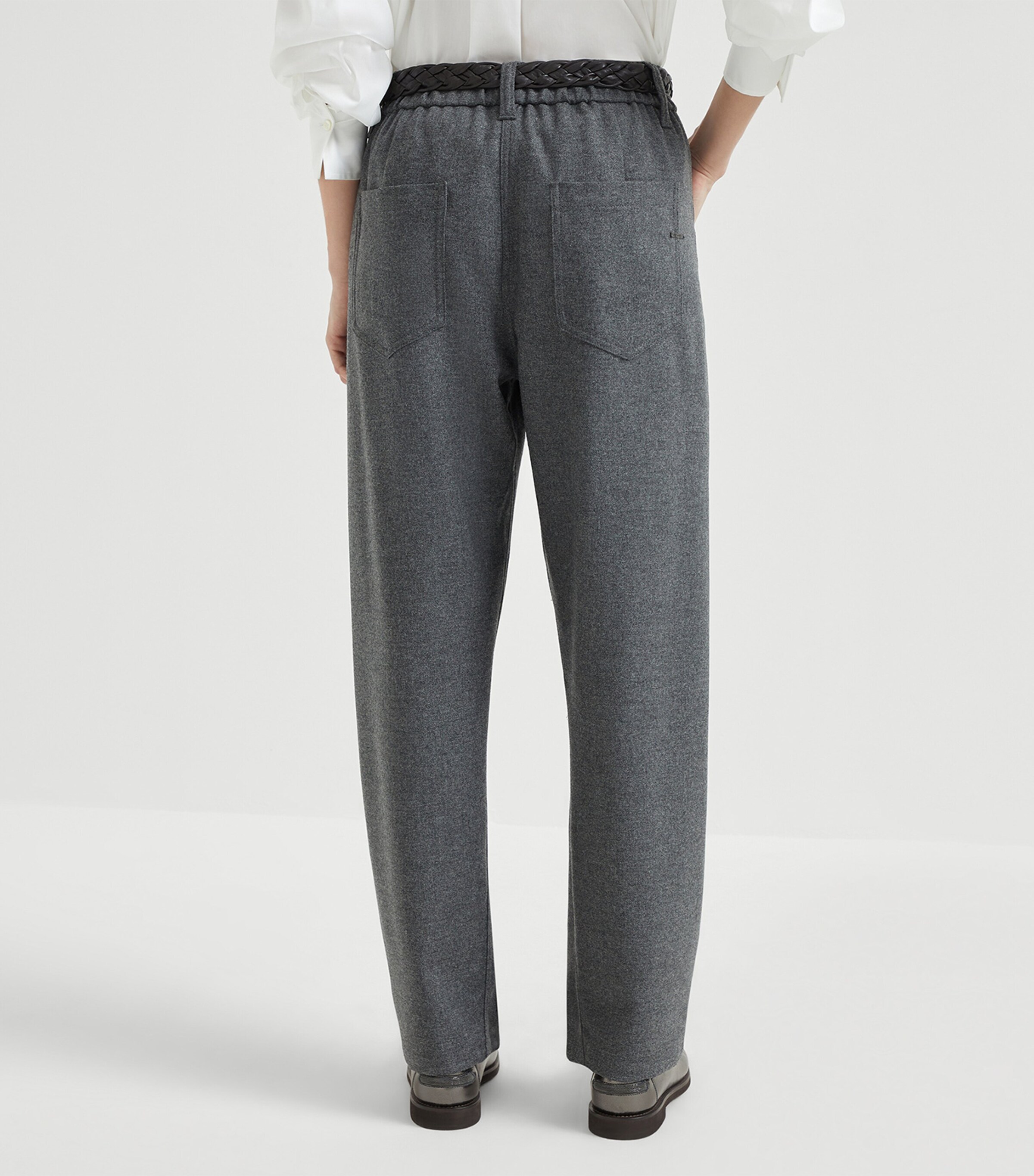 Wool-Cashmere Flannel Relaxed Trousers C032 Image 4