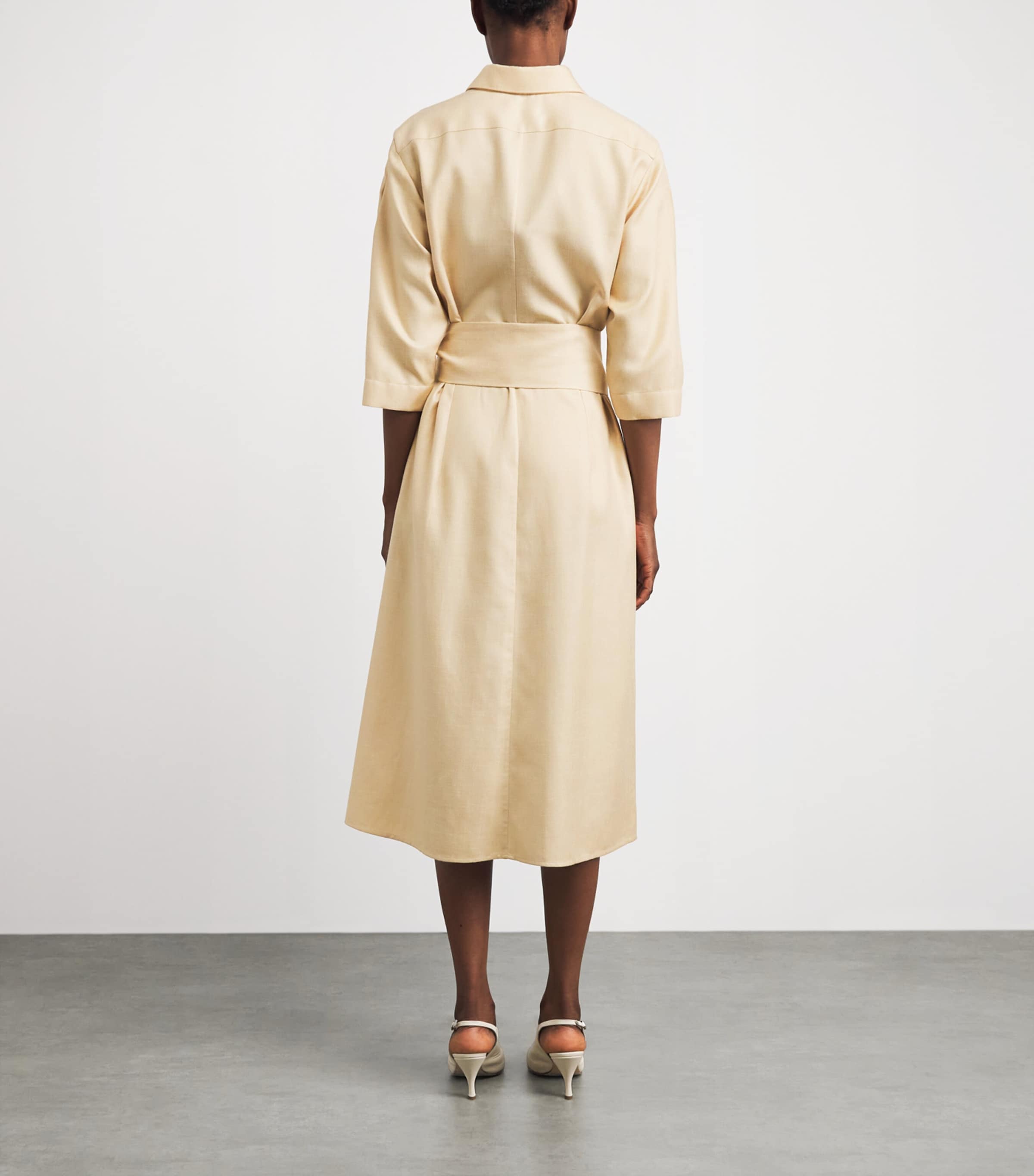 Colombo Womens Cashmere-Silk-Linen Midi Dress Yellow Image 4