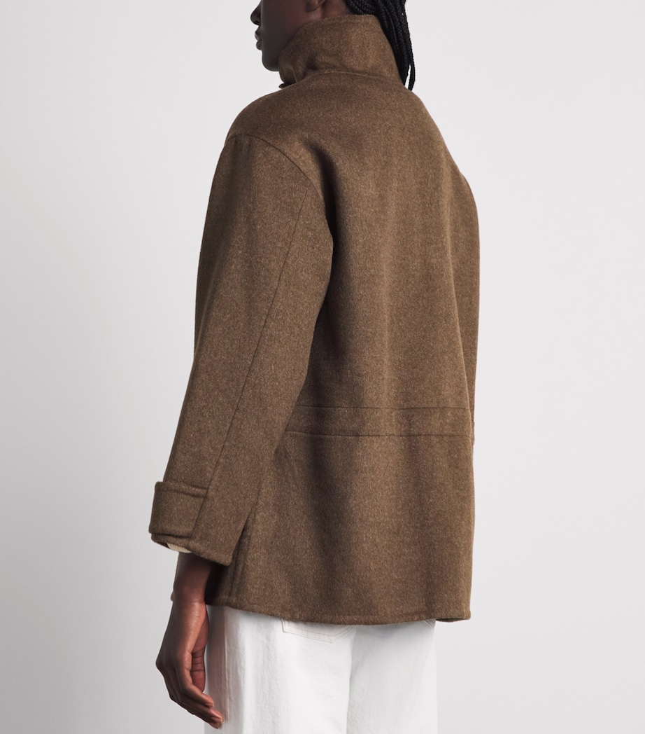 Sandro Paris Womens Wool-Blend Coat Olive Green Image 5