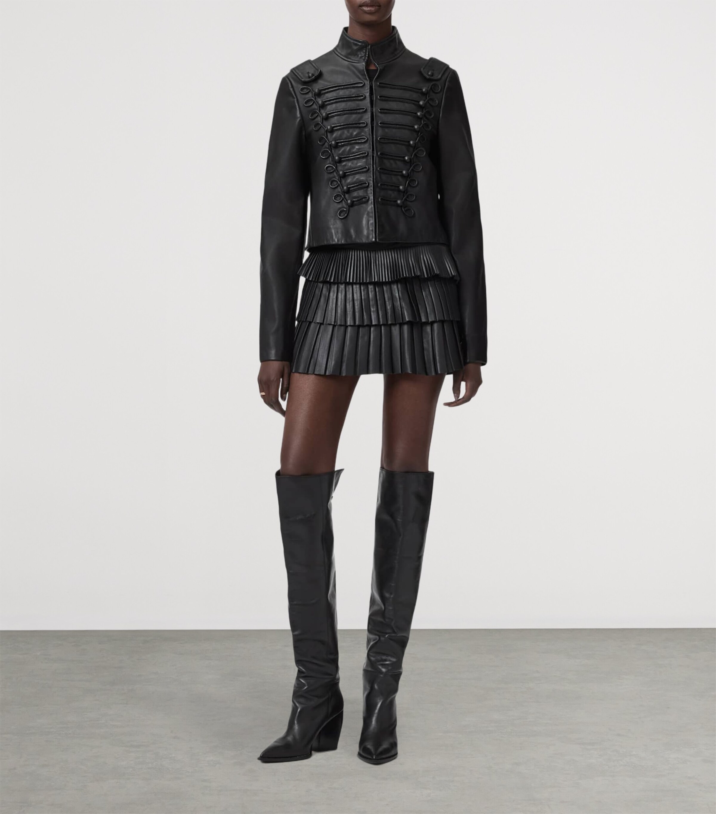 AllSaints Womens Rummy Leather Jacket Black Image 2