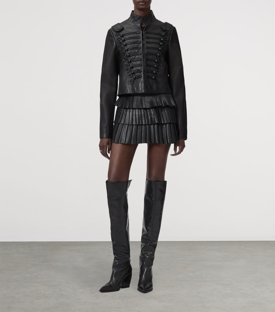 AllSaints Womens Rummy Leather Jacket Black Image 2