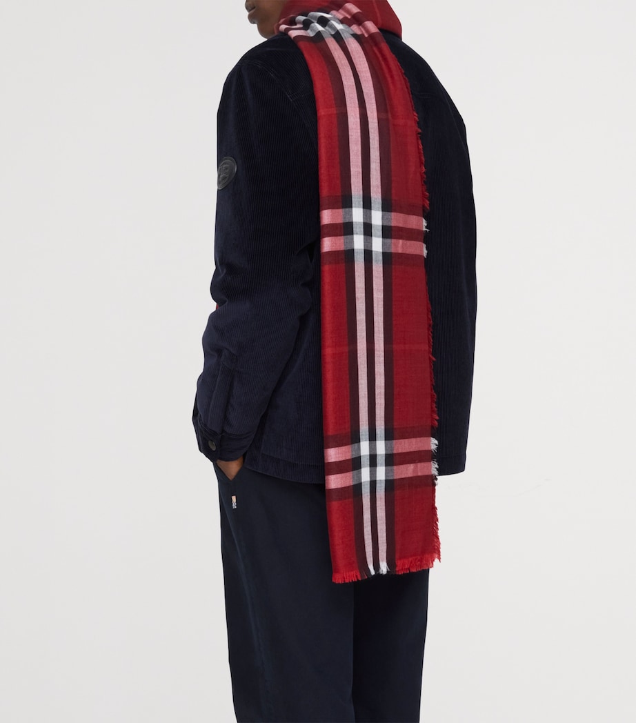 Wool-Silk Reversible Check Scarf OXBLOOD RED / POST Image 4