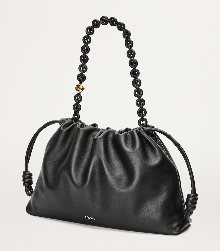 LOEWE Large Leather Flamenco Shoulder Bag Black Image 3