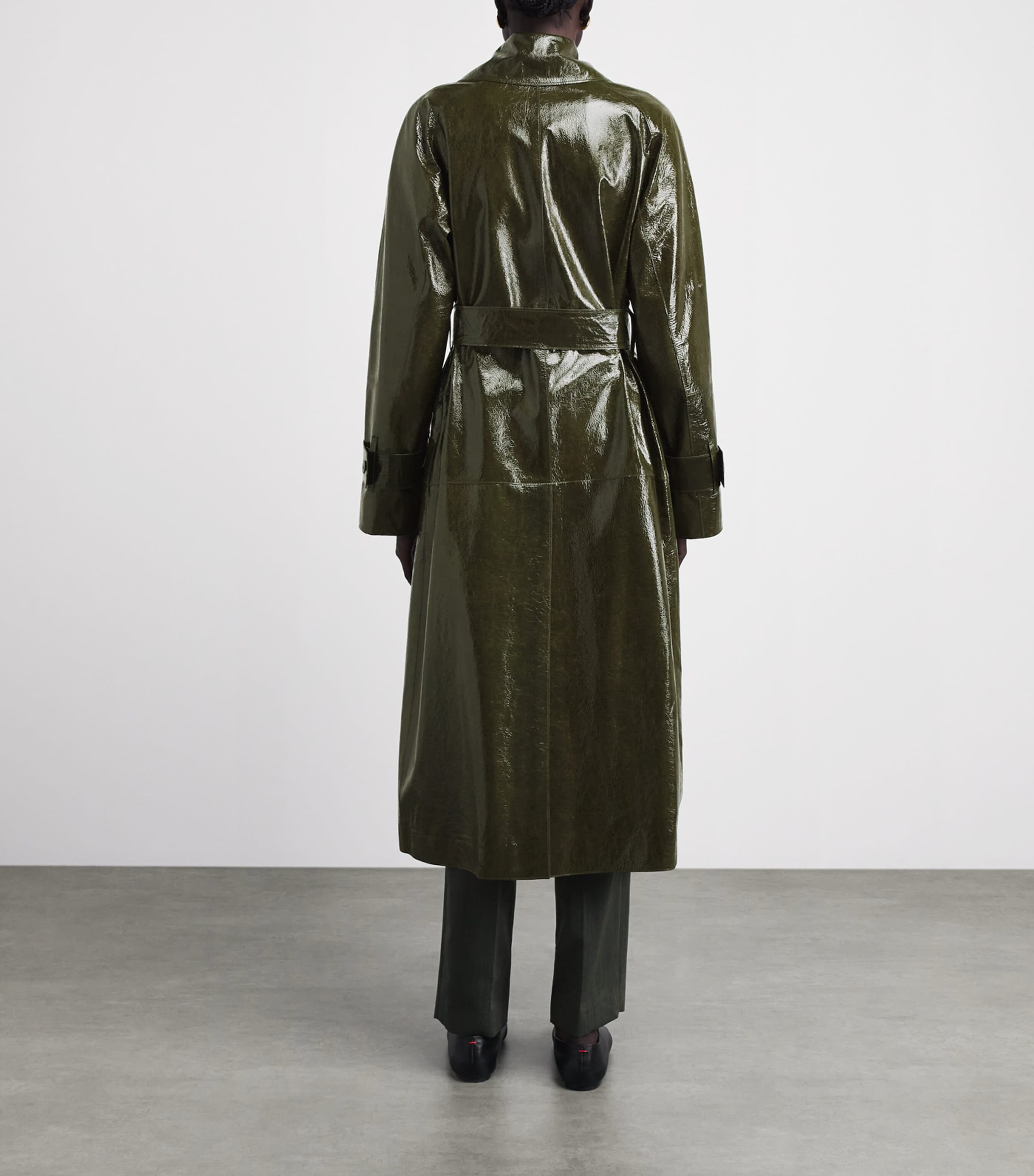 Joseph Womens Patent Leather Zahia Coat Palm Leaf Image 5