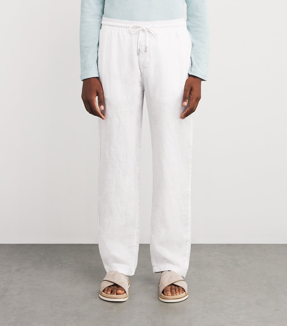 Linen Pacha Drawstring Trousers 010-WHITE Image 3