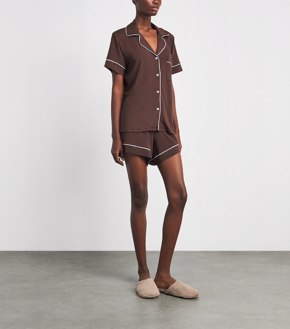Eberjey Womens Gisele Short Pyjama Set Chocolate/ivory Image 2