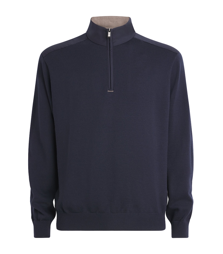 Paul & Shark Mens Virgin Wool Quarter-Zip Sweater Blu Scuro Tortra Image 1