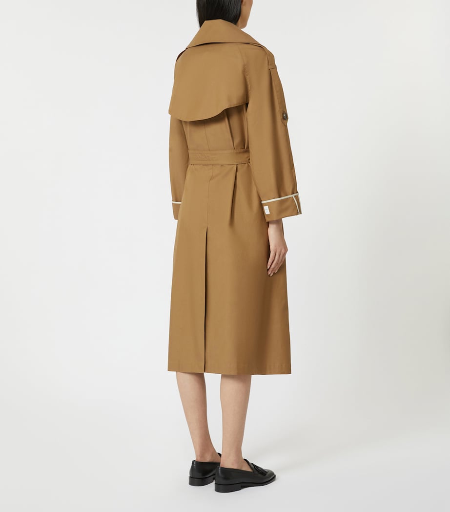 Cotton-Blend Cape Trench Coat BROWN Image 4