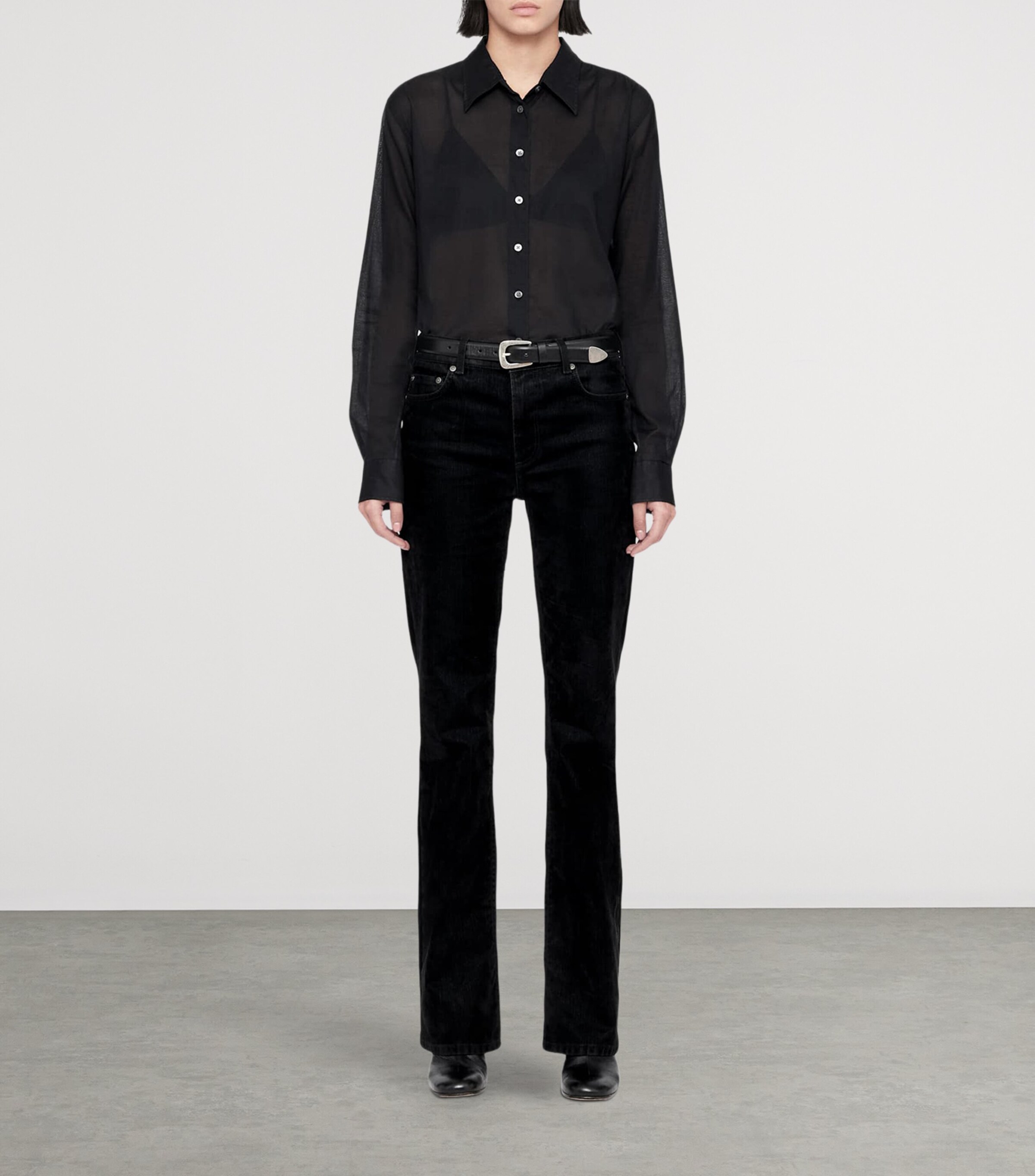 AllSaints Womens Cotton Voile Simone Blouse Black Image 2