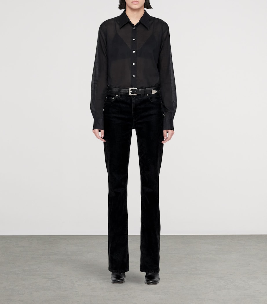 AllSaints Womens Cotton Voile Simone Blouse Black Image 2