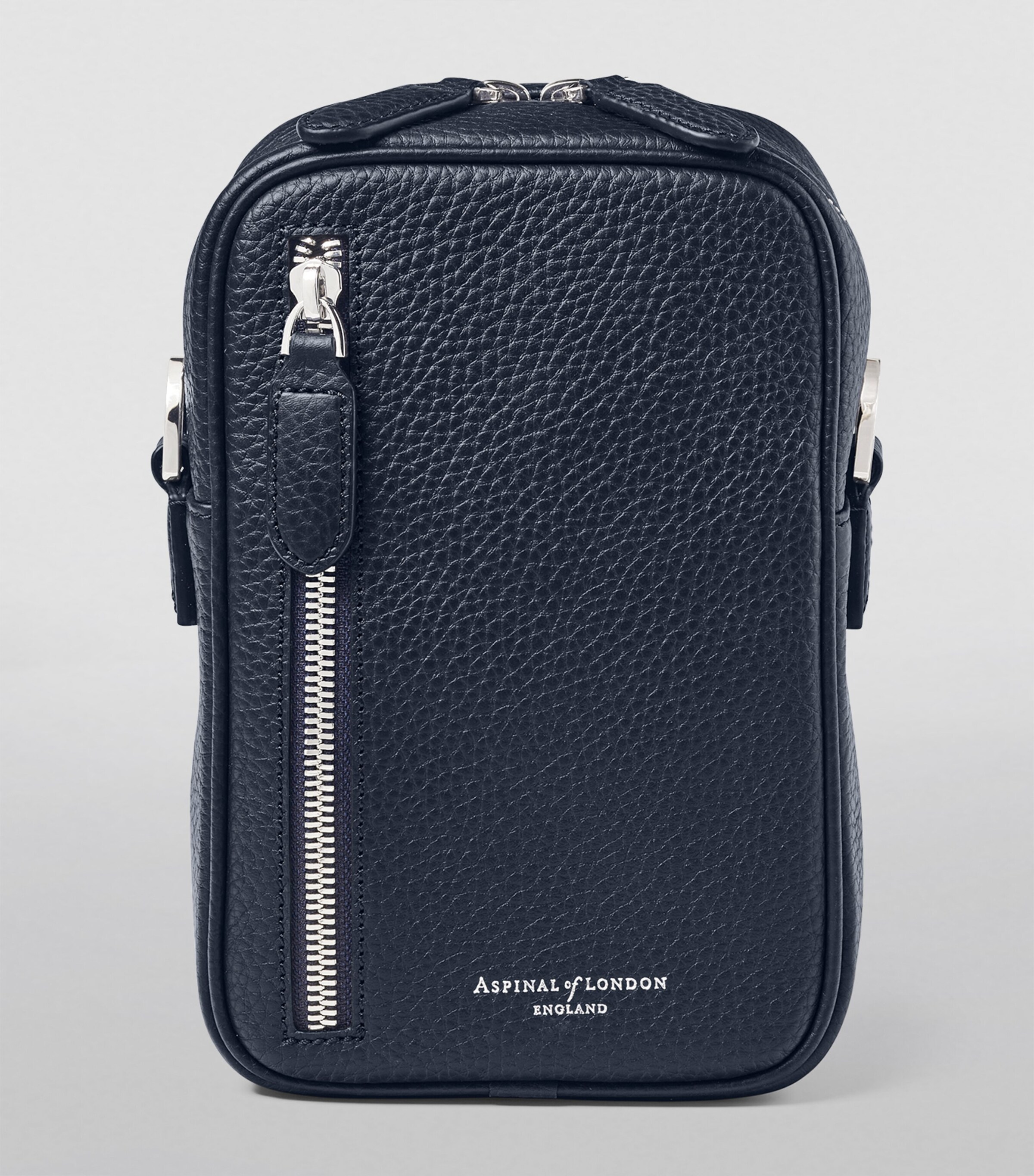 Leather Reporter North South Cross-Body Bag NAVY Image 2