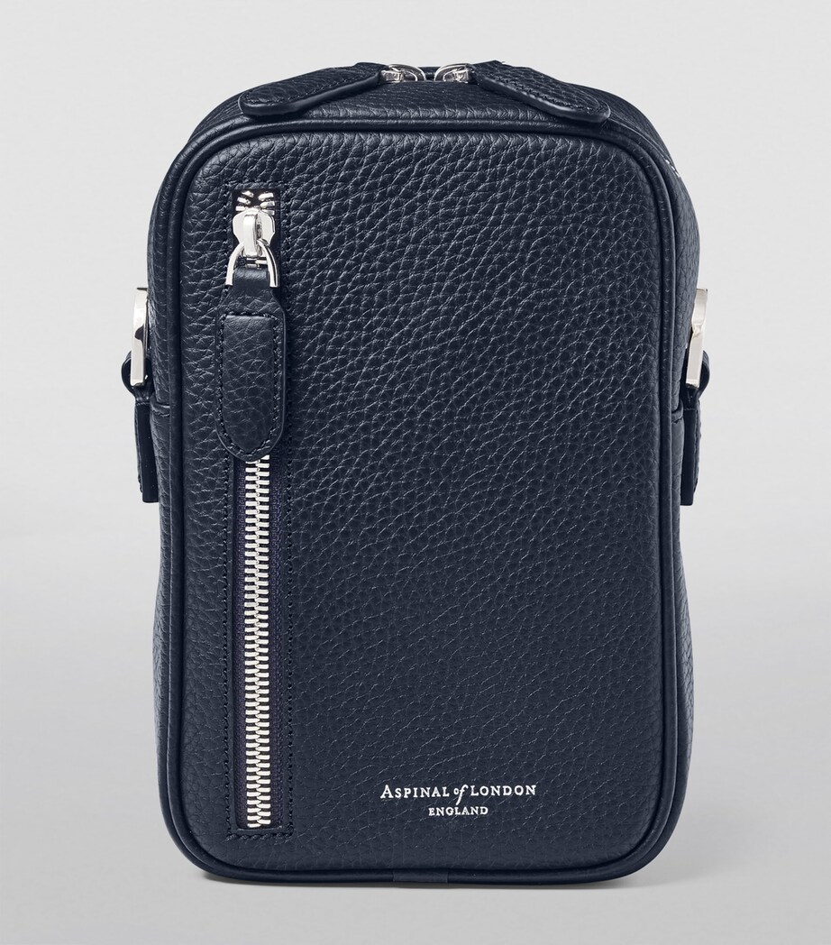 Leather Reporter North South Cross-Body Bag NAVY Image 2