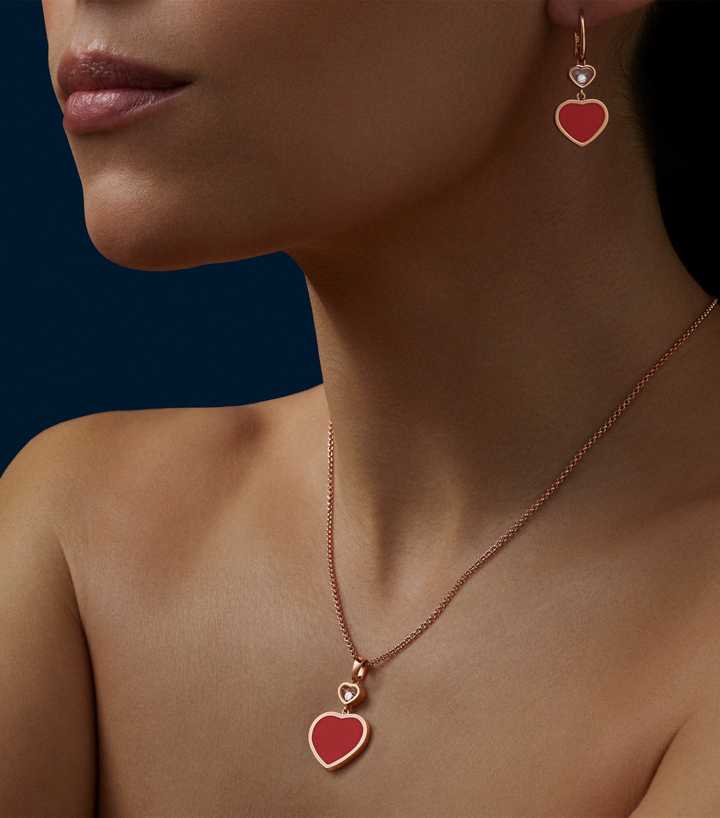 Rose Gold, Carnelian and Diamond Happy Hearts Pendant 18K ROSE GOLD Image 5
