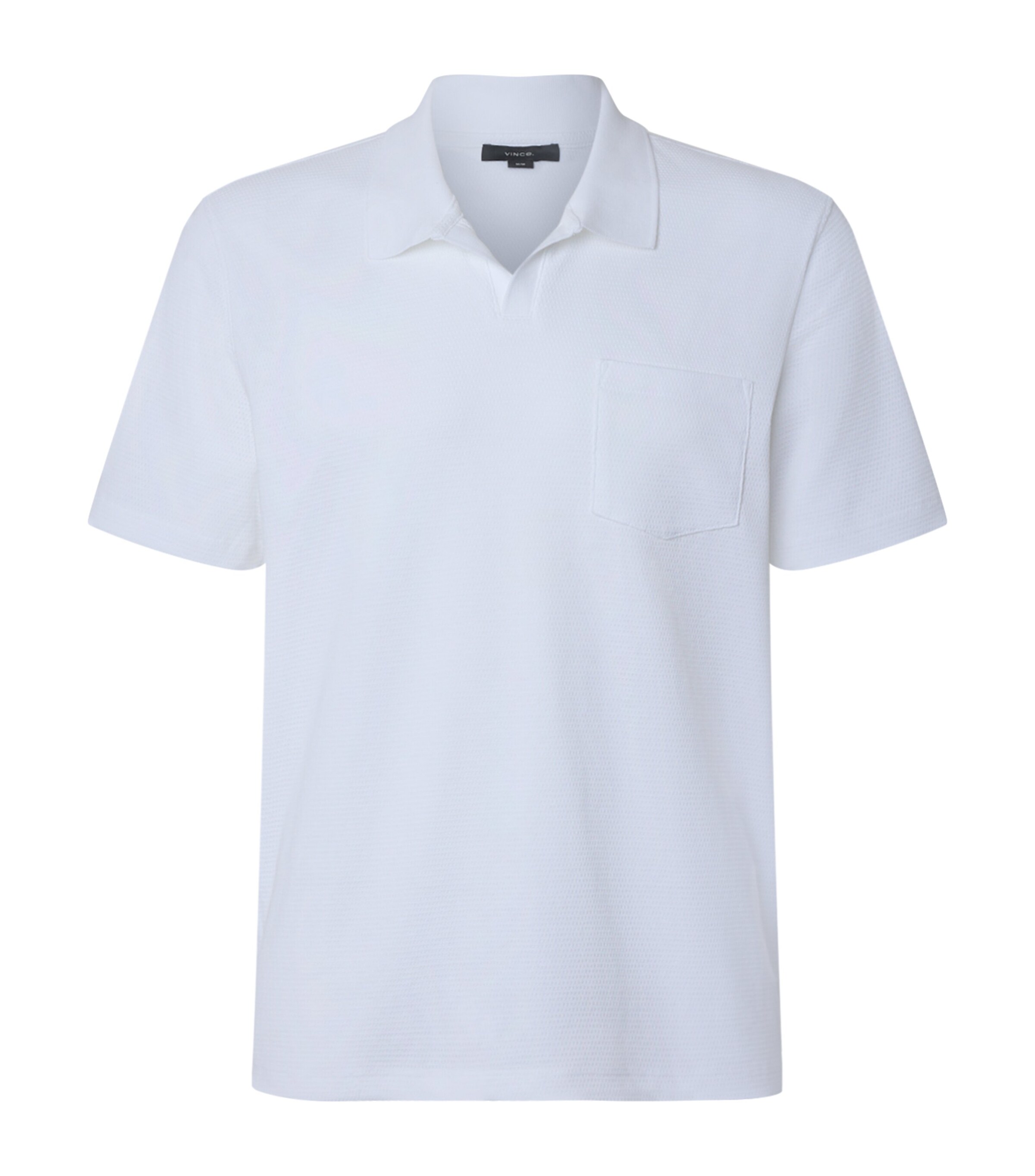 Vince Mens Cotton-Blend Johnny-Collar Polo Shirt Optic White Image 1