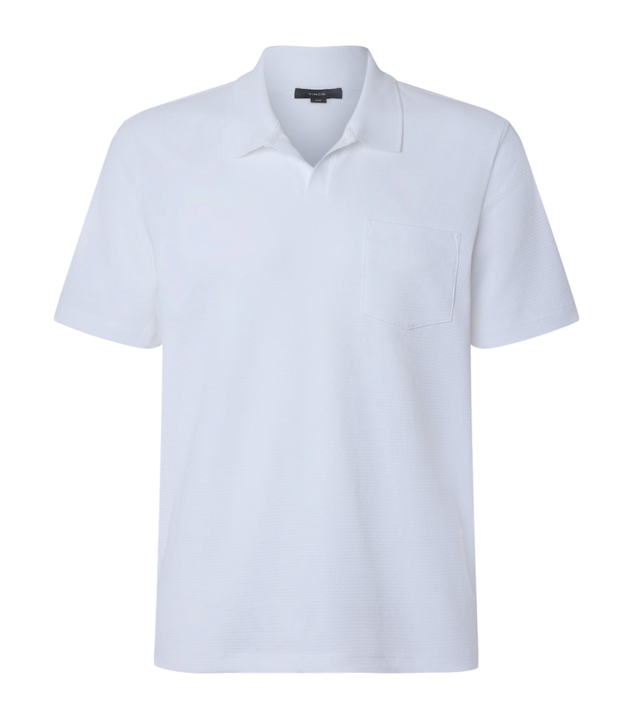 Cotton-Blend Johnny-Collar Polo Shirt OPTIC WHITE-137OWT Image 1