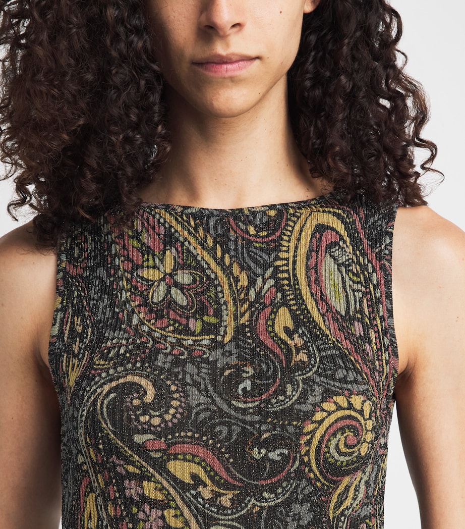 Etro Womens Ribbed Paisley Maxi Dress Green Image 3