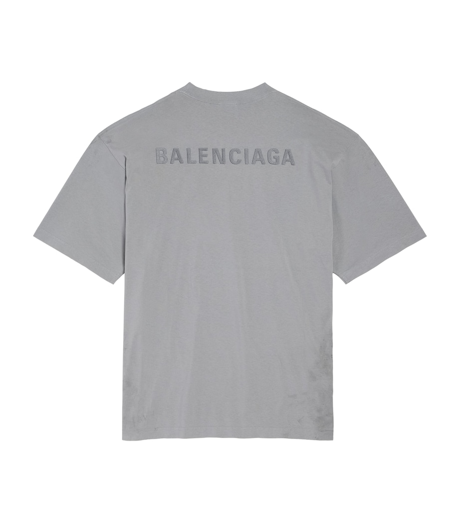 Balenciaga Mens Distressed Embroidered Logo T-Shirt Image 2