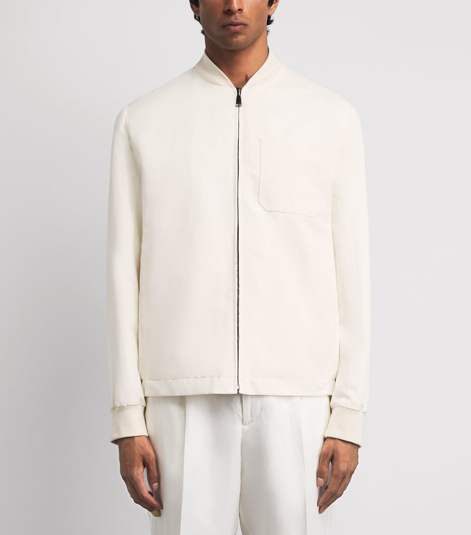 Canali Mens Linen-Silk Bomber Jacket Image 4