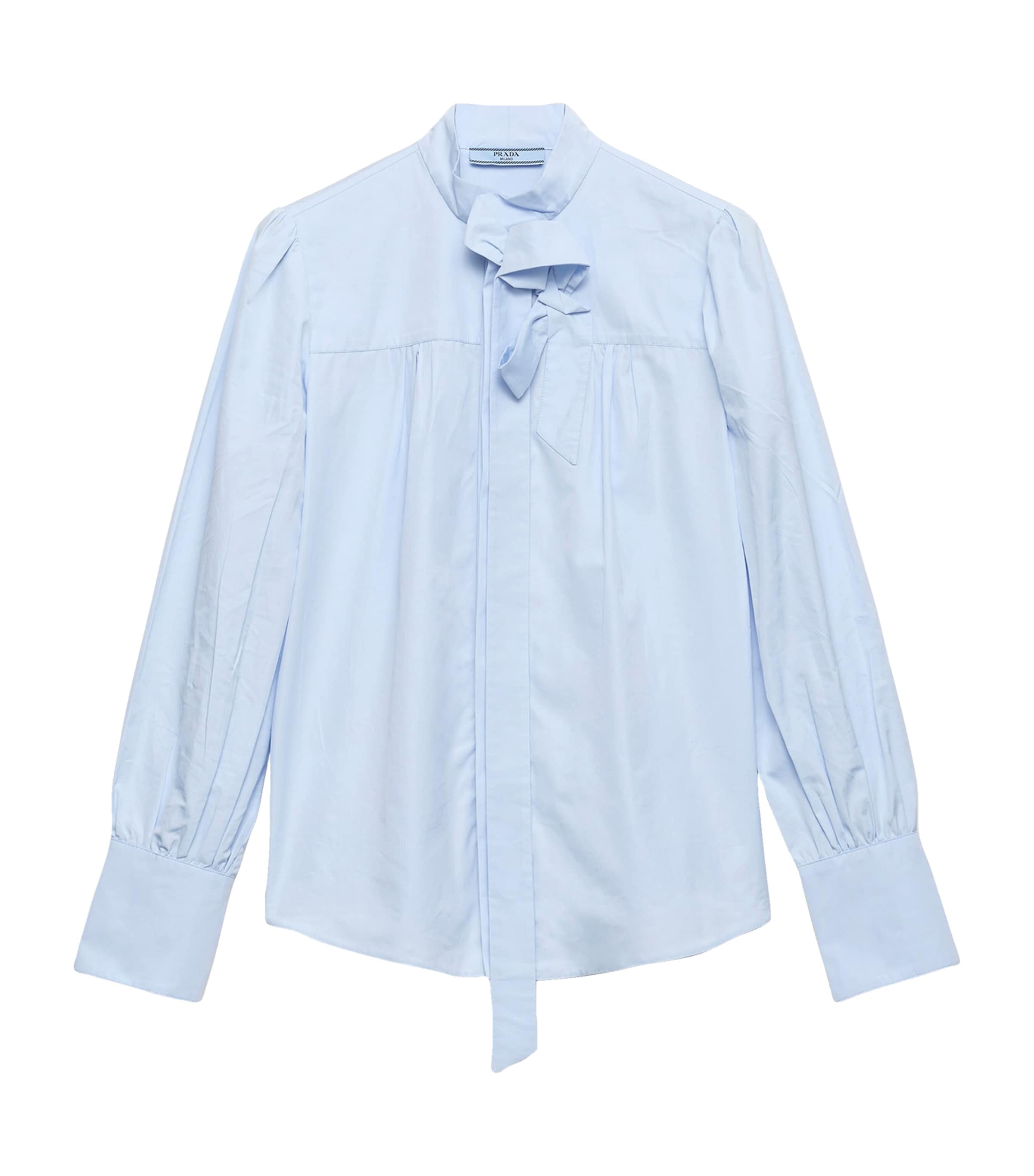 Prada Womens Cotton Poplin Pussybow Shirt Image 1