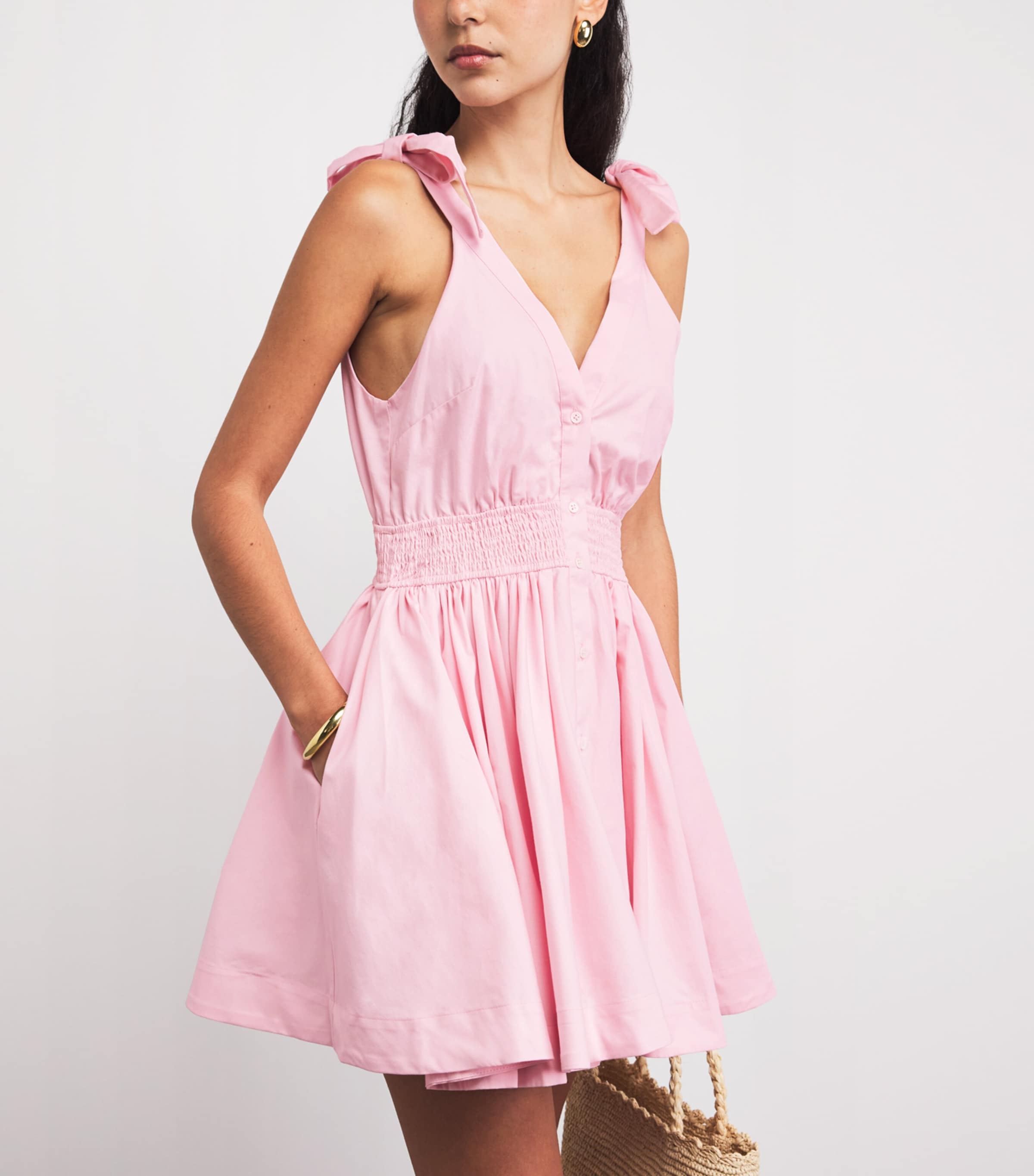 Maje Womens Cotton Flared Mini Dress Pink Image 3