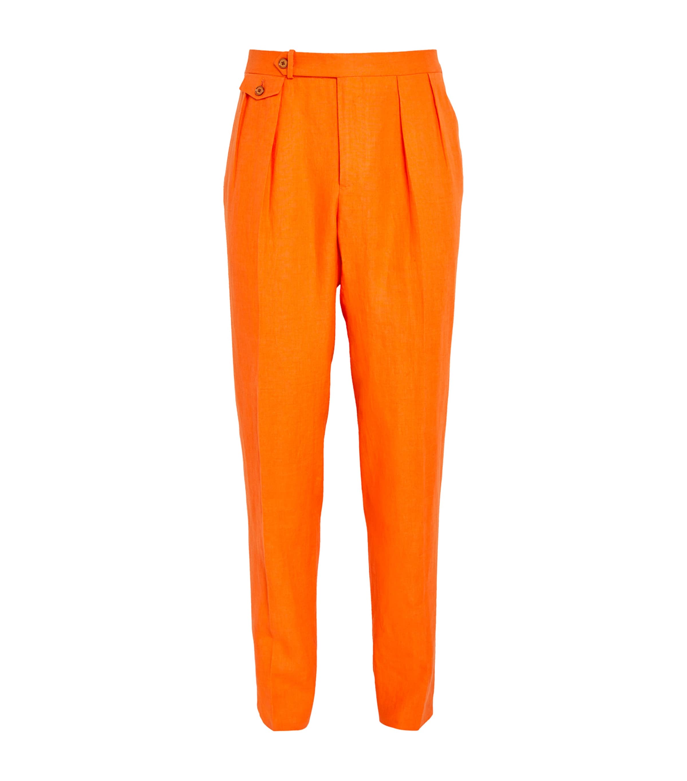 Shop Polo Ralph Lauren Linen Trousers In Orange