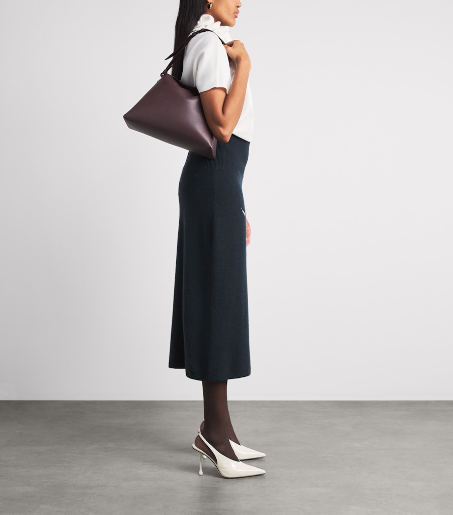 Erdem Large Leather Bloom Shoulder Bag Grain Malbec Image 4