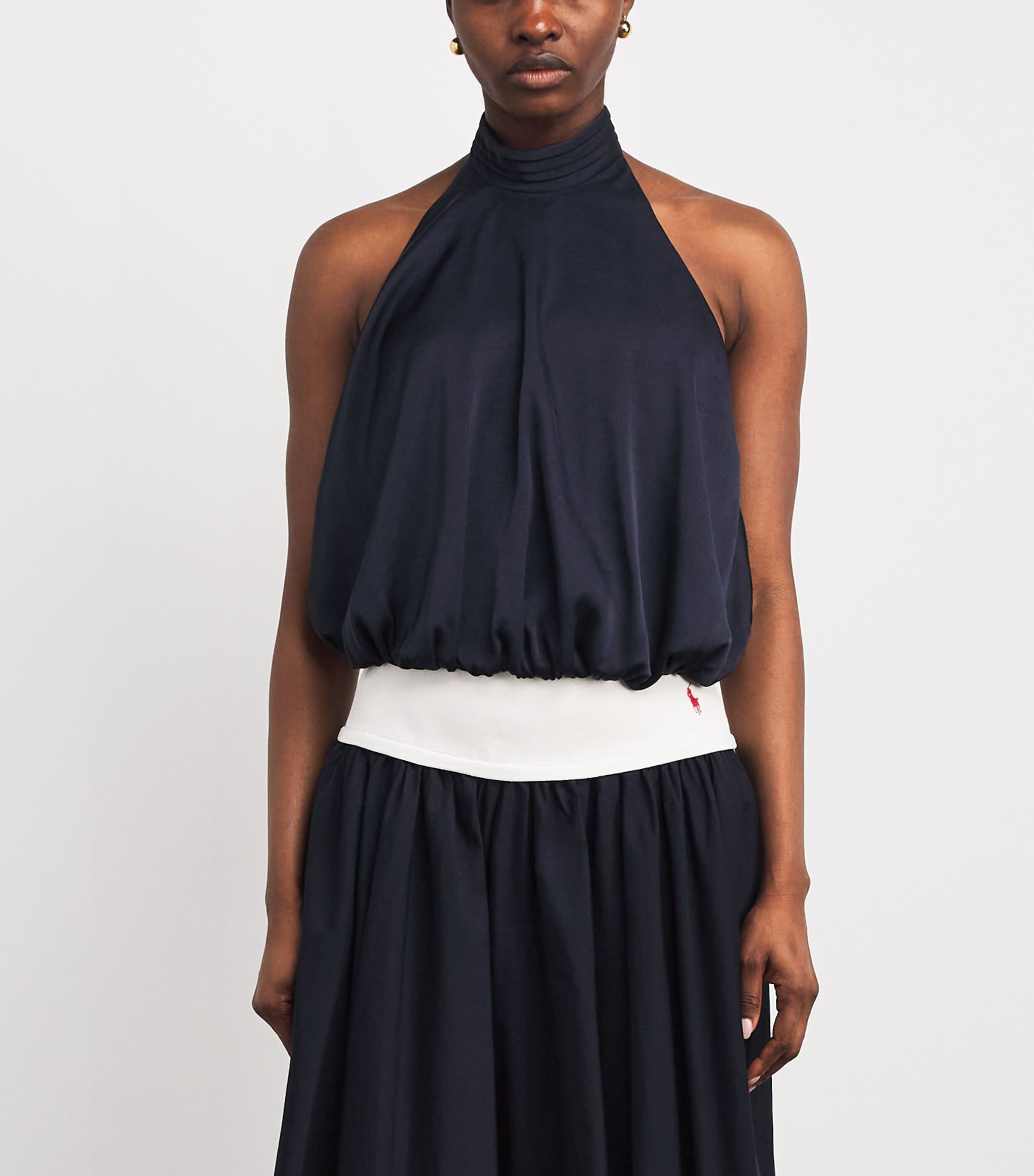 Claudie Pierlot Womens Satin Open-Back Blouse Navy Image 4