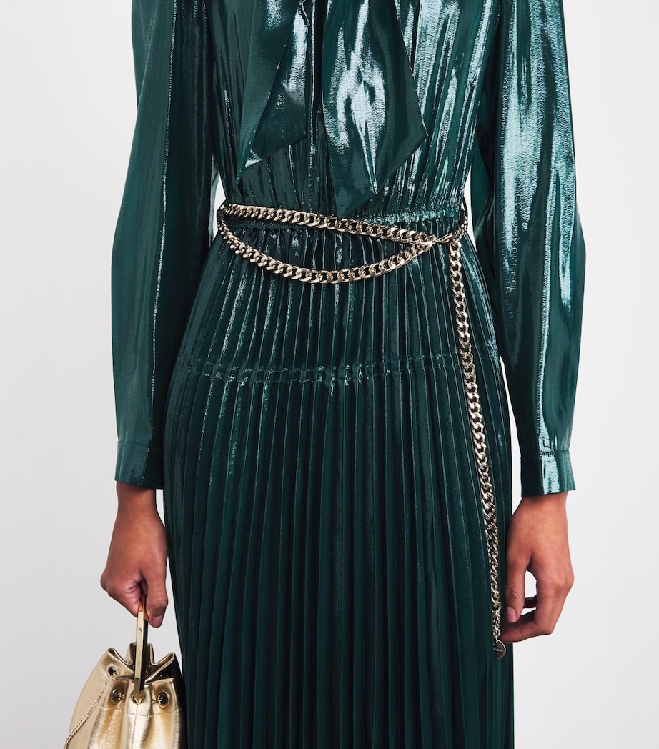 Metallic Pussybow Maxi Dress GREEN Image 4