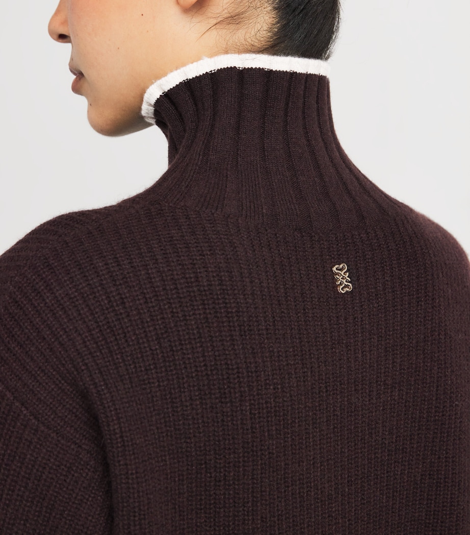 Wool-Cashmere High-Neck Sweater BLACK BROWN Image 6