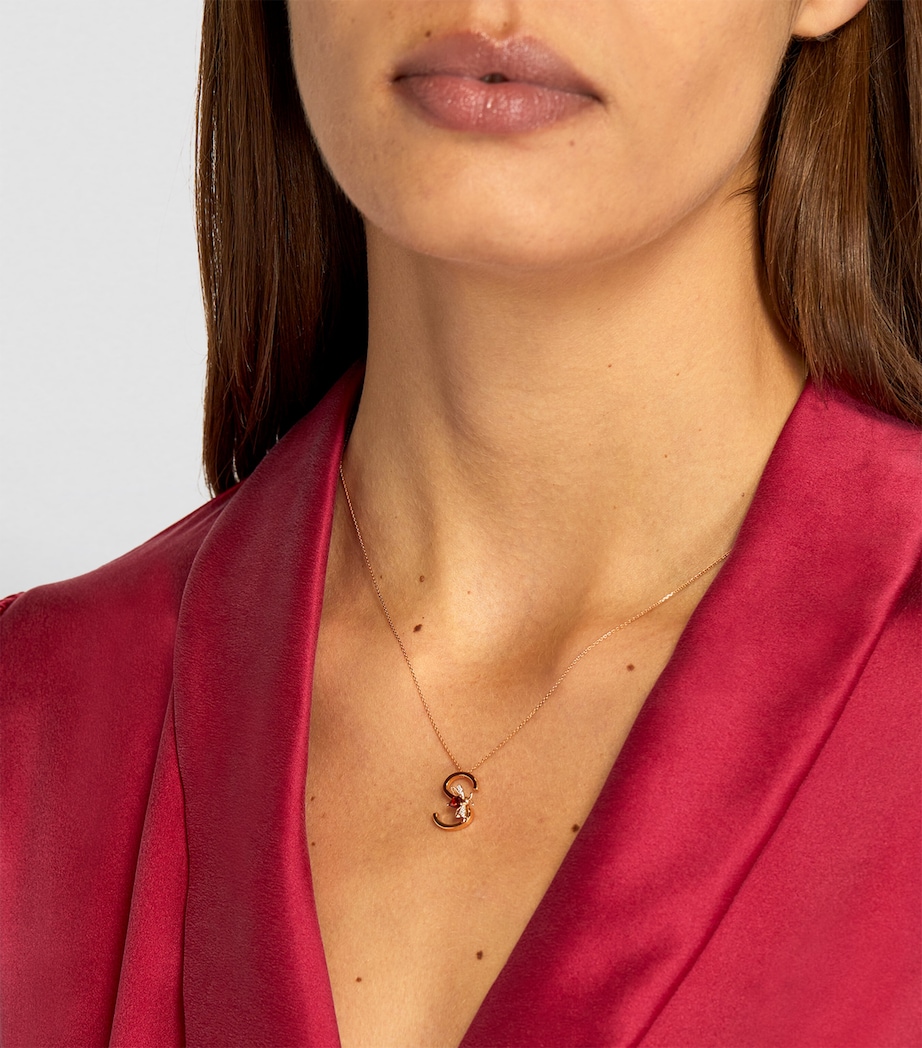 Rose Gold, Diamond and Garnet Letter ‘S’ Necklace RED Image 4
