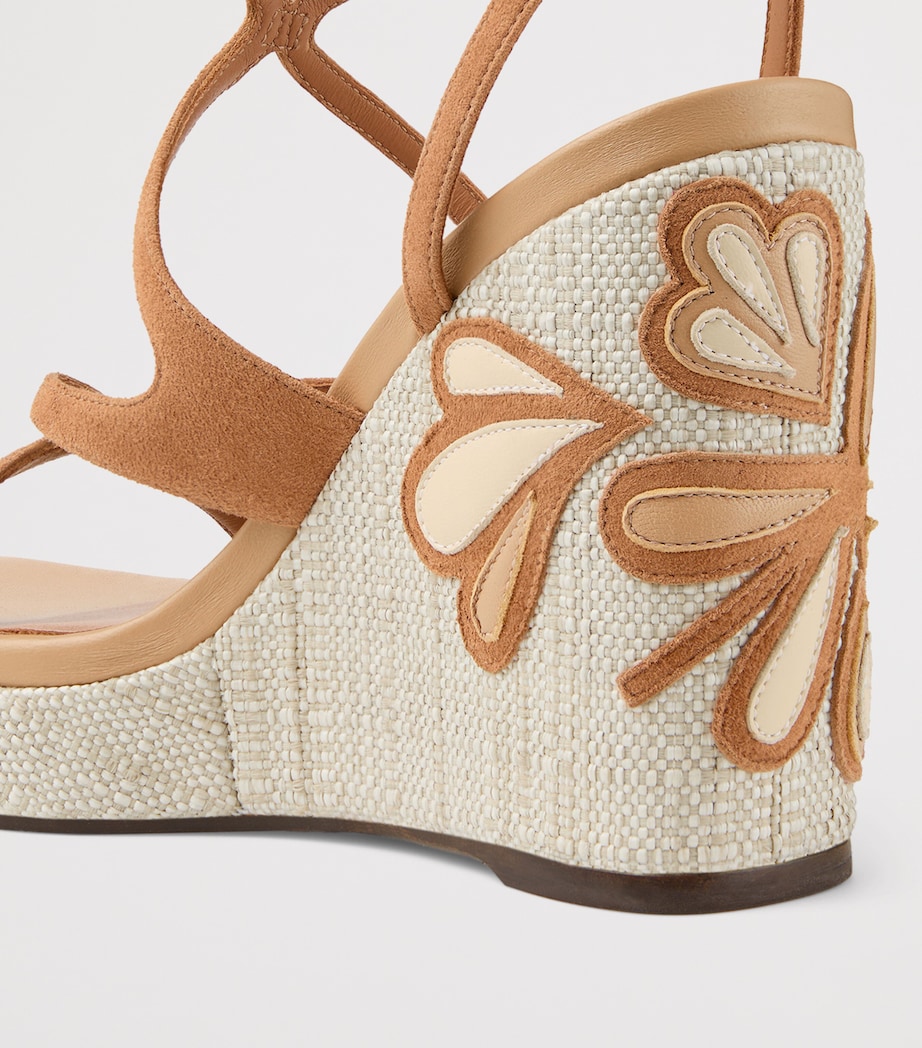 Jimmy Choo Ayla 110 Suede Wedge Sandals Toffee/natural Mix Image 5