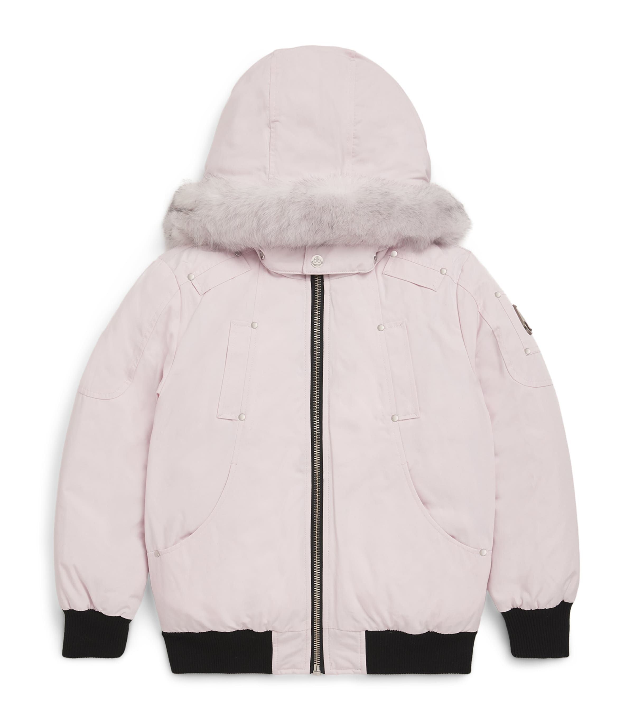 Moose Knuckles Kids' Fur-trim Down Jacket In Pink