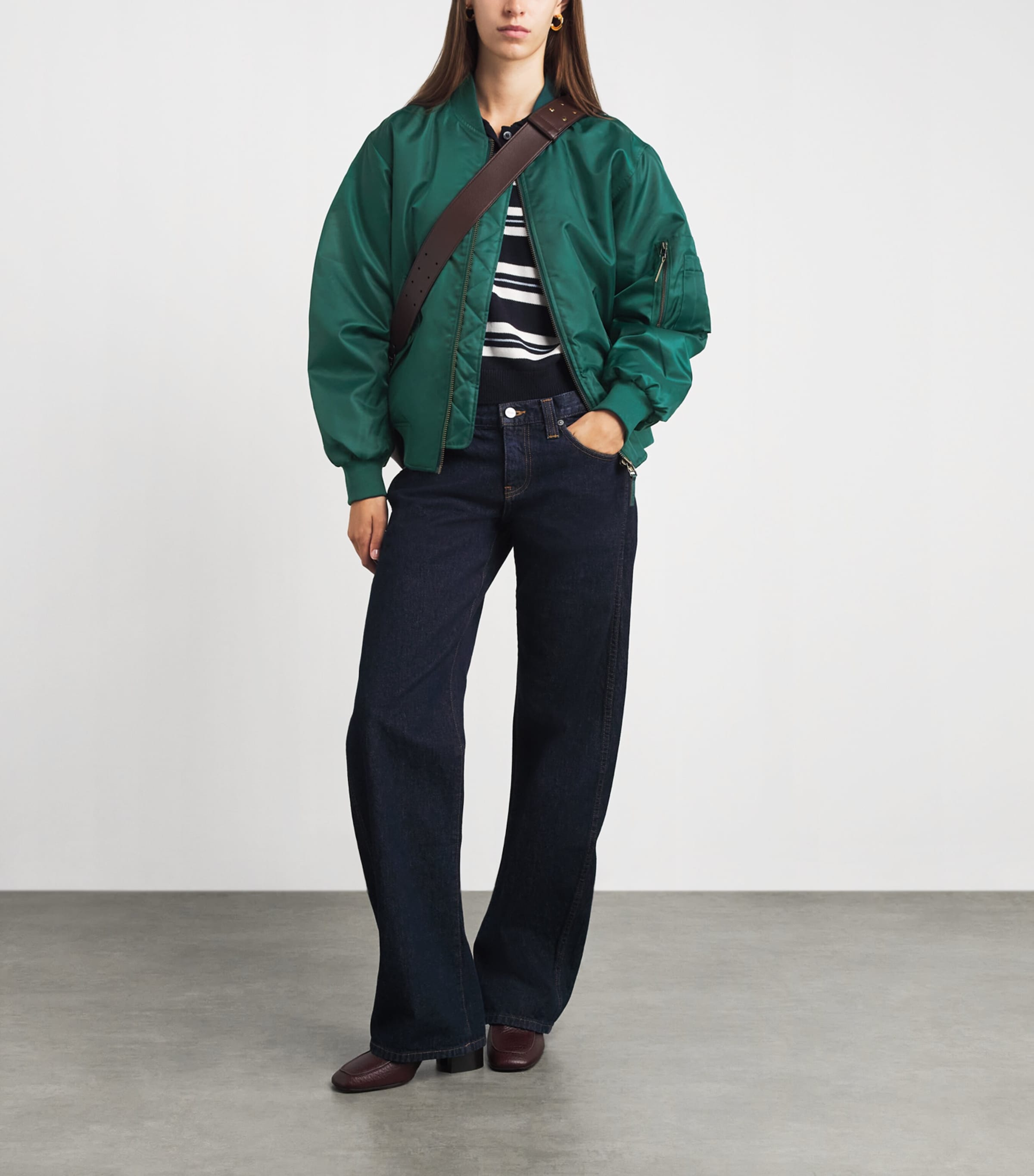 ANINE BING Womens Leon Bomber Jacket Deep Emerald Image 2