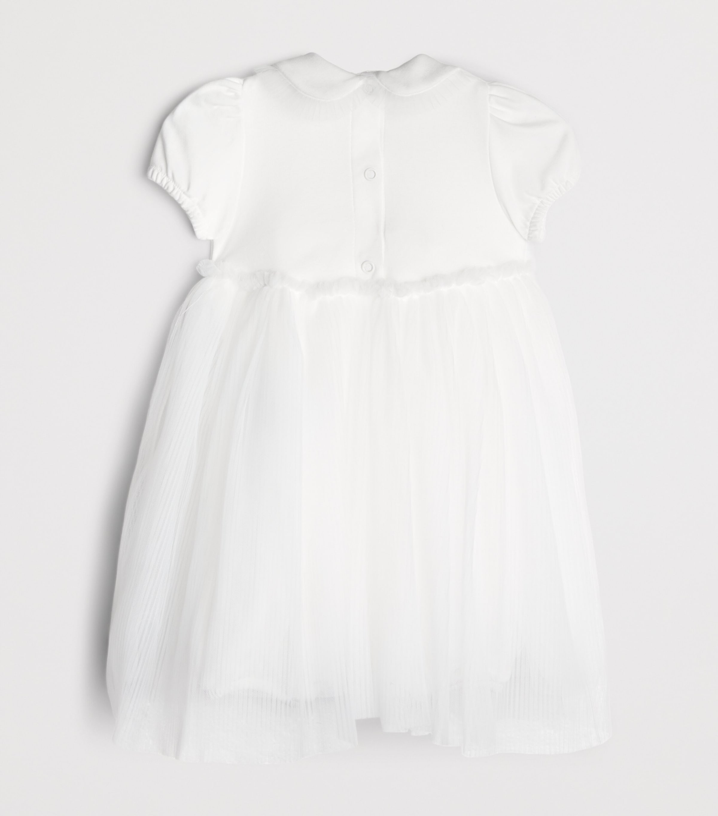 Monnalisa Tulle Rosebud Dress (1-9 Months) Cream Image 2