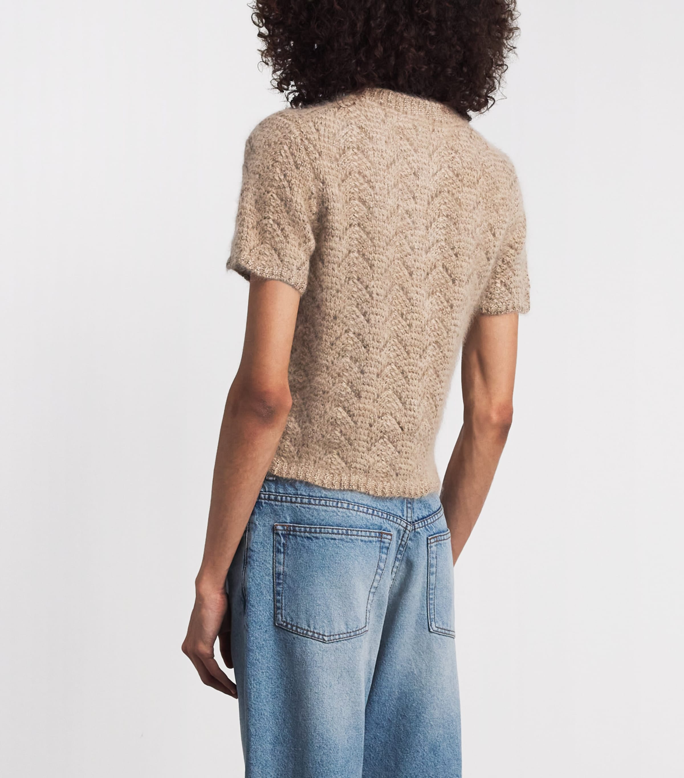 FRAME Womens The Lurex Sweater Oatmeal Image 5