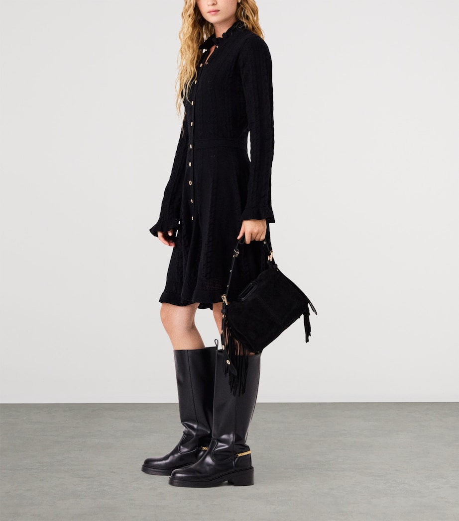 Maje Womens Knitted Mini Dress Black Image 3