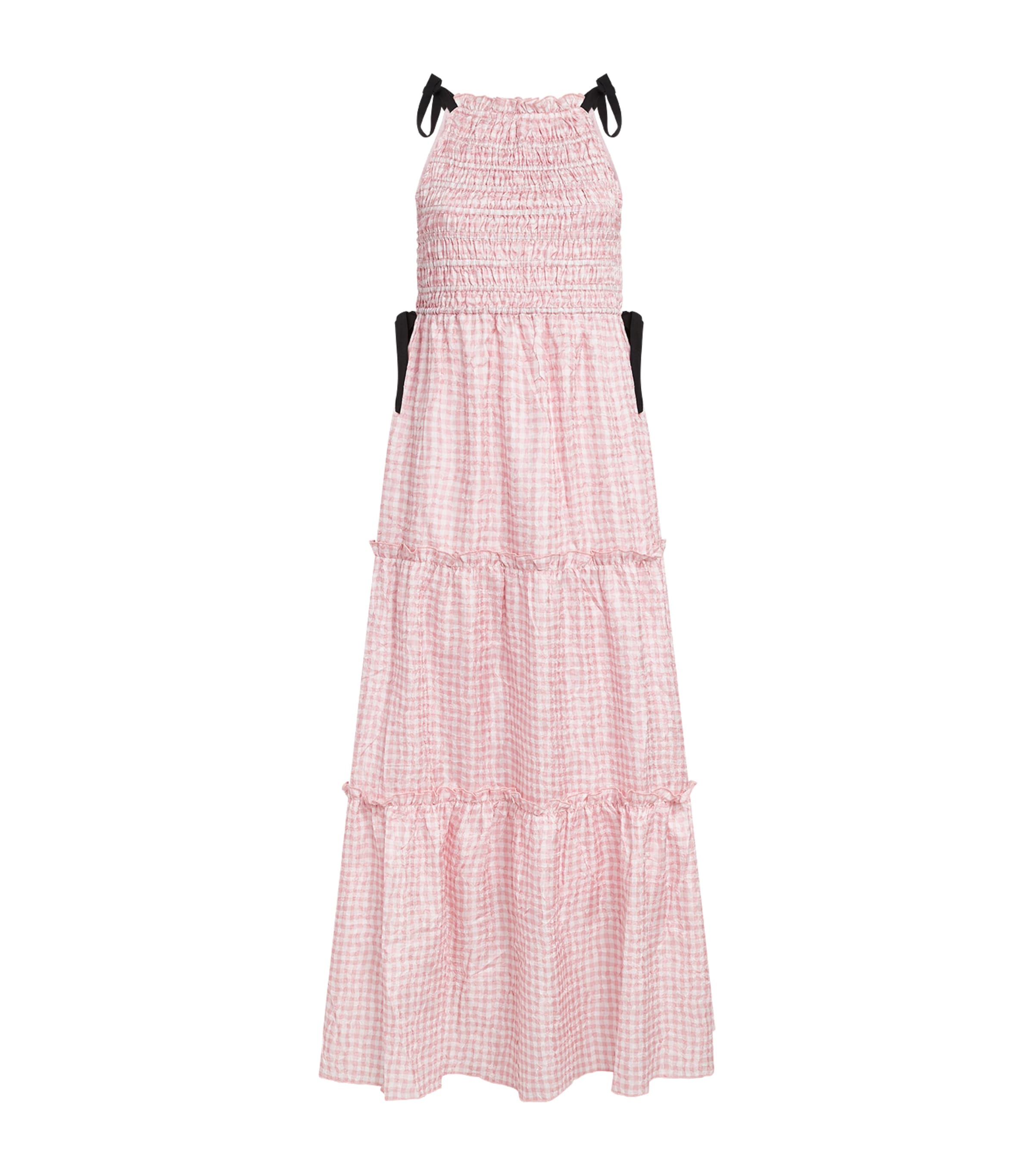 GANNI Smocked Check Maxi Dress | Holiday Shop | Womens | Summer dresses | Women Clothing | Dresses | Maxi Dresses | Day Dresses | Designers | Ganni