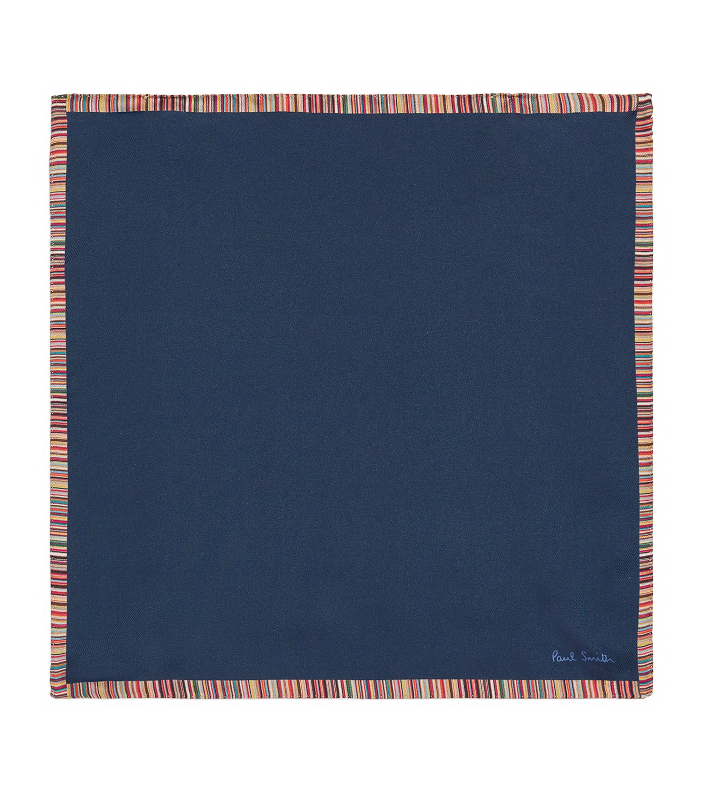 Paul Smith Signature Stripe Silk Pocket Square In Blue