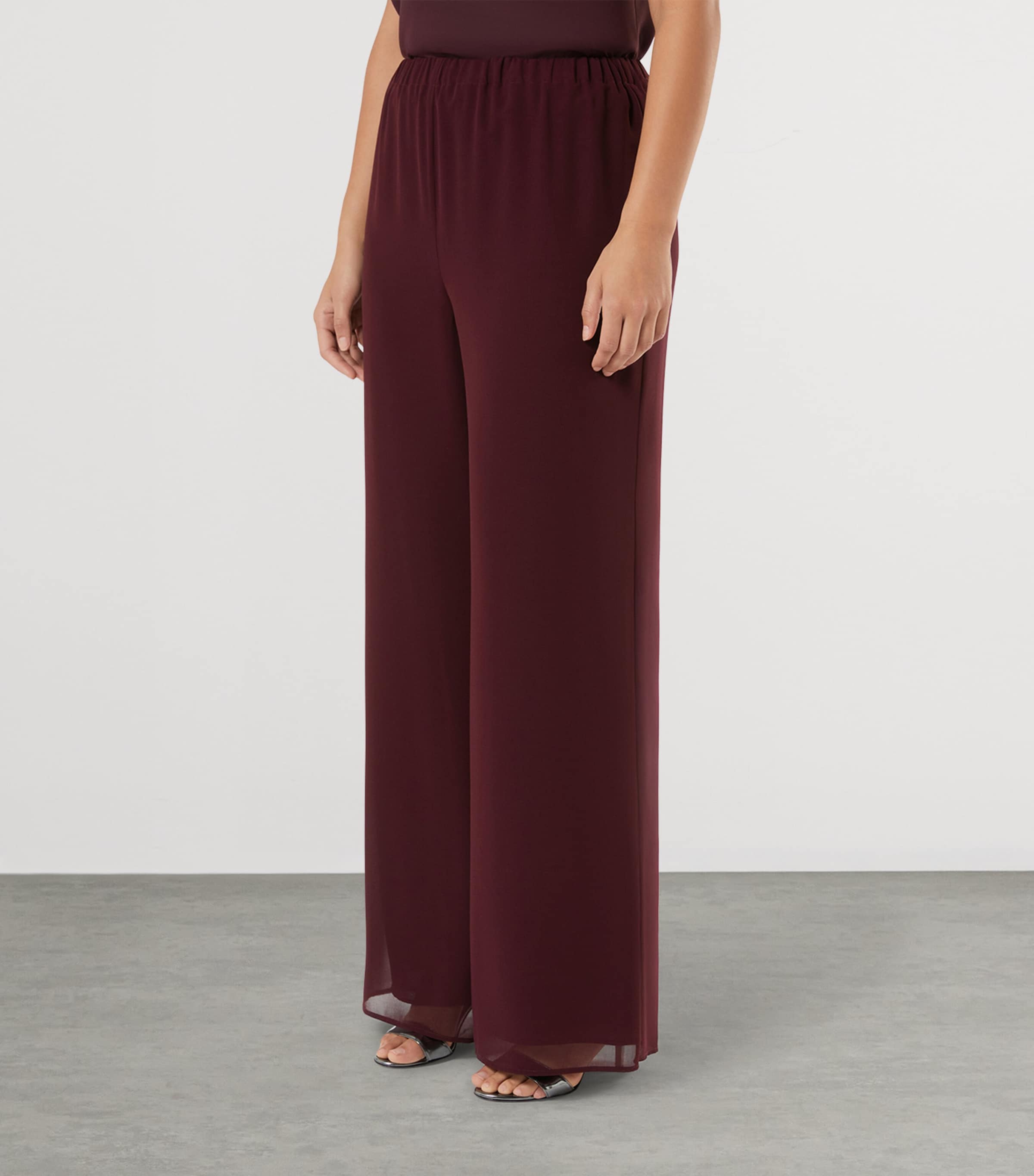 Marina Rinaldi Womens Georgette Wide-Leg Trousers Red Purple Image 2