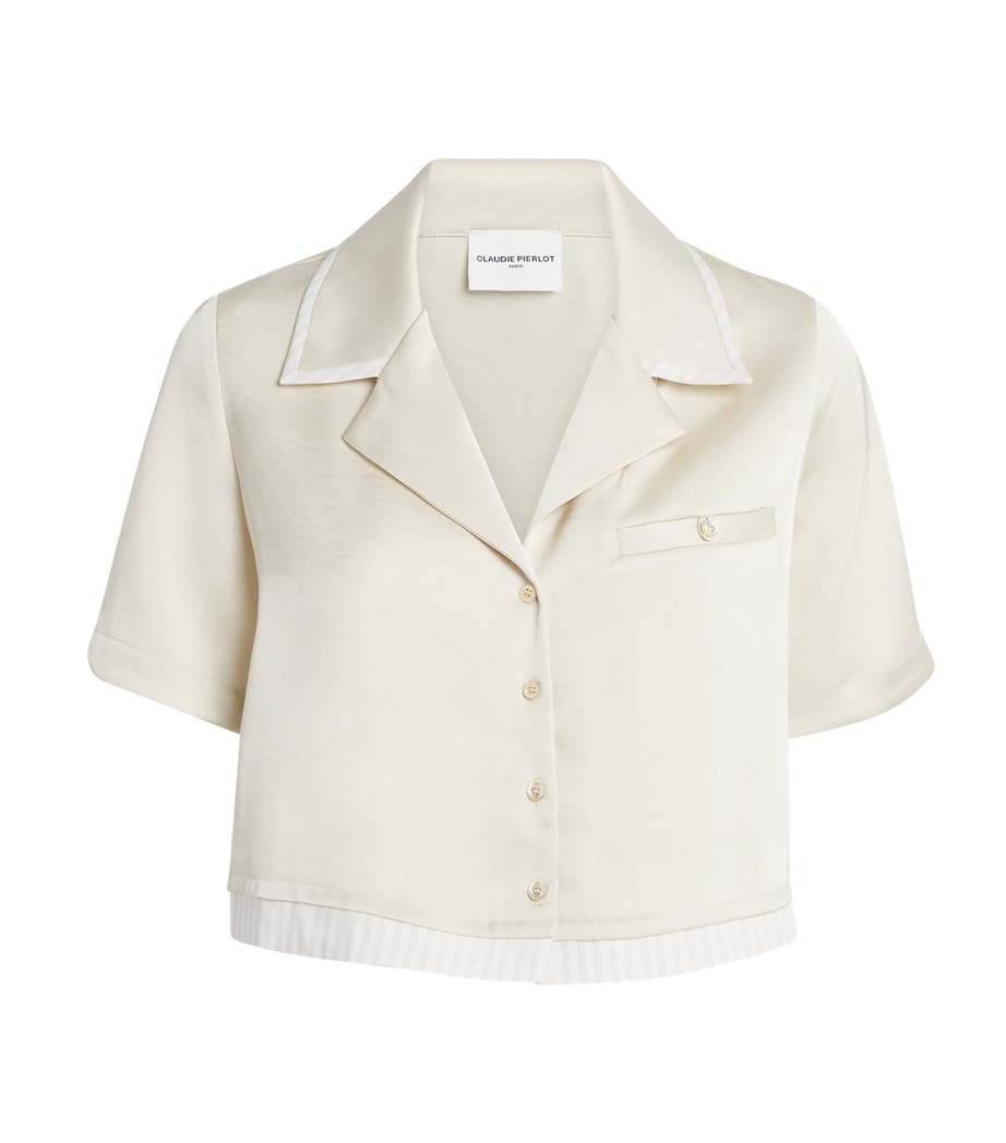 Claudie Pierlot Womens Satin Cropped Shirt Vanilla Image 1