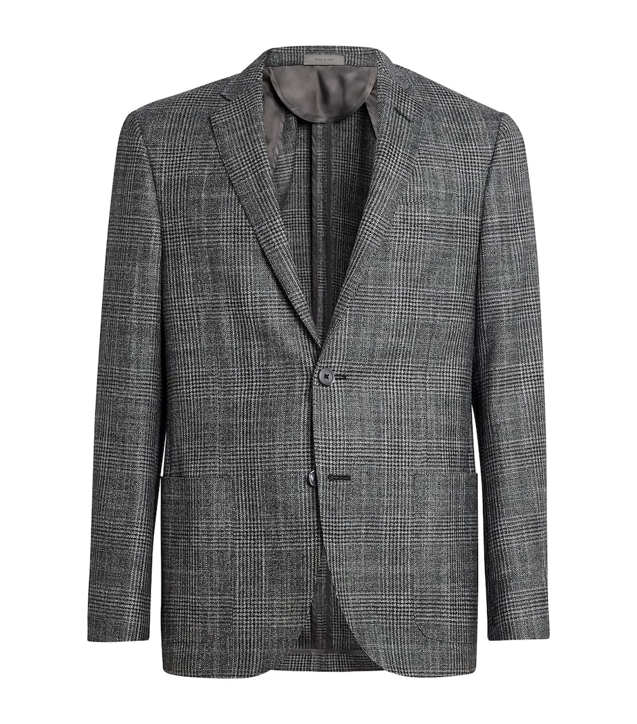 Virgin Wool-Blend Check Blazer 015 GREY MELANGE Image 1