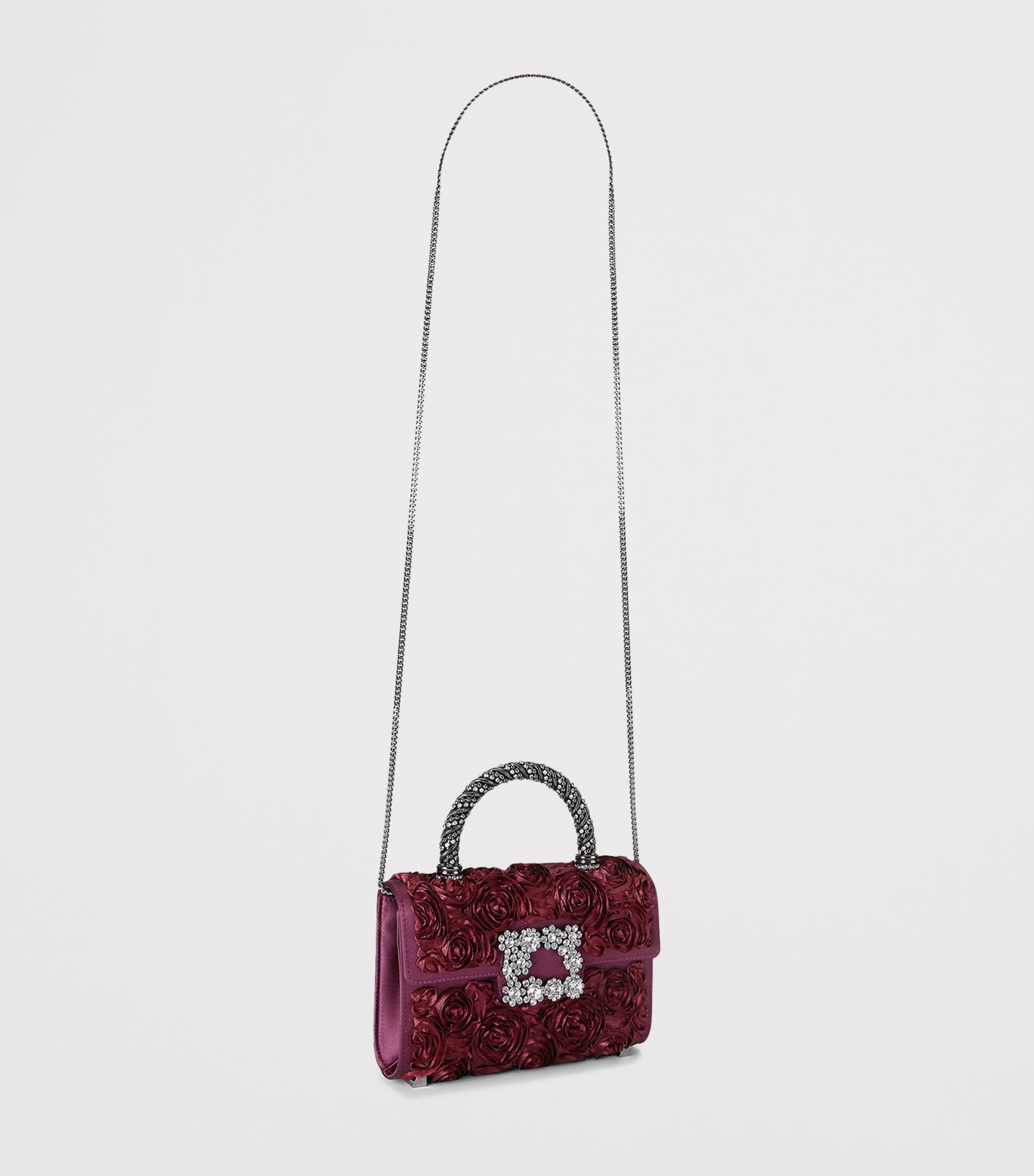 Roger Vivier Satin Jewel Efflorescence Mini Bag Wine Image 2