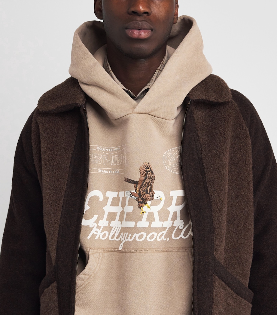 Cotton Logo Print Hollywood Hoodie TAN Image 6