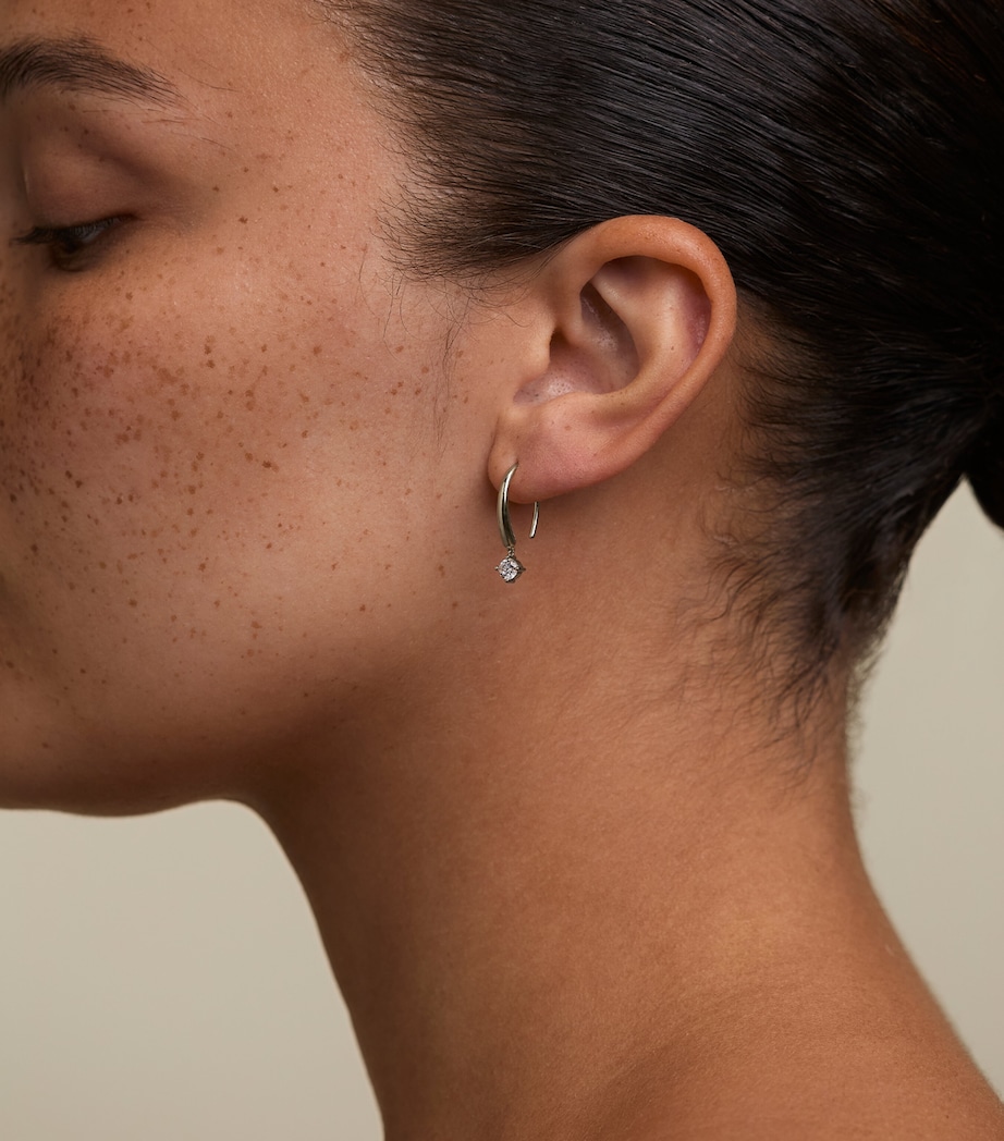 Astrid & Miyu Rhodium-Plated Sterling Silver Crystal Charm Hook Hoop Earrings Silver Image 2